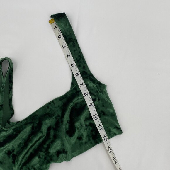 Womens Green Velvet Sleeveless Cropped Casual Tank Top Size Small - Picture 4 of 7